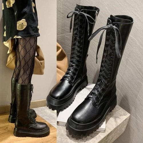 Lace up Zipper Boots Short Boot Wear-resistant non-slip Women Boot Winter Female British Wind Pop New Joker Thick bottom