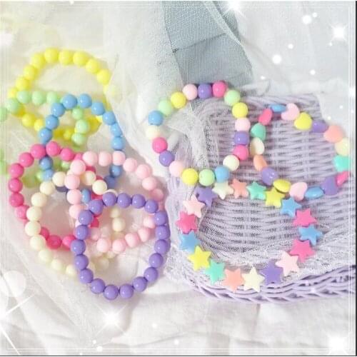 Princess Girls Women Candy Color Start Beads Bracelet Lolita Jewelry Accessories Birthday Party Girlfriend Gift