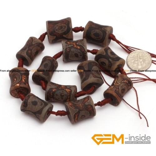 16x18mm Bamboo Vintage Dzi Beads Tibet agat 12 Pcs DIY Loose Beads For Jewelry Making Beads Wholesale