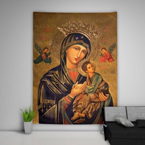 Virgin Mary Tapestry Art Wall Hanging Sofa Table Bed Cover Home Decor