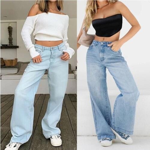 Womens jeans retro casual high-waisted straight oversized wide-leg pants autumn new street wild streetwear retro Korean ladies