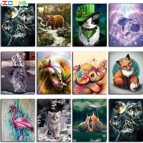 Zooya 5D Diy Full Drill Diamond Painting Animal Wolf Diamond Embroidery Cat Picture Cross Stitch 3D Mosaic Home Decor Gift Lx810