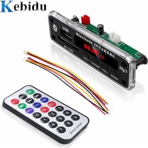 KEBIDU 5V/12V Wireless Bluetooth MP3 WMA Decoder Board Audio Module Support USB SD AUX FM Audio Radio Module For Car accessories
