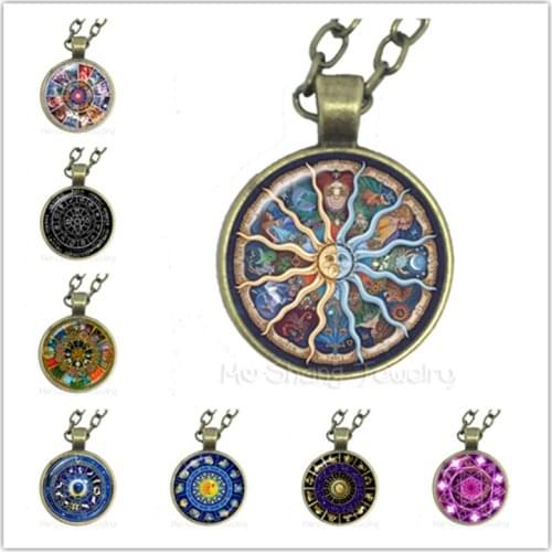 The Beautiful Pattern Of The Constellations Galaxy Zodiac Glass Dome Pendant Necklace Birthday, Star Sign, Horoscope Gift