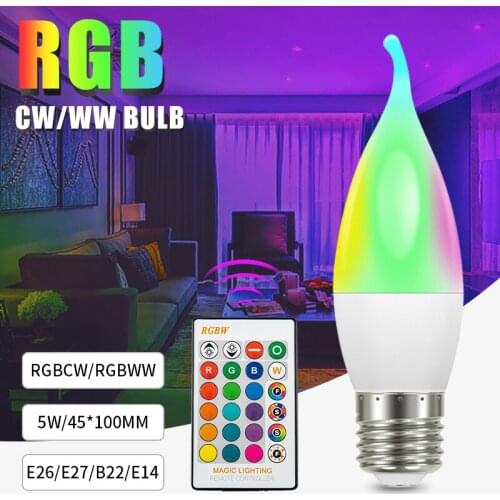 Candle Lamp Bulb 5W RGB W / WW Festival Atmosphere Lamp LED Color Variable Light Remote Control Decorative Lamp Bulb