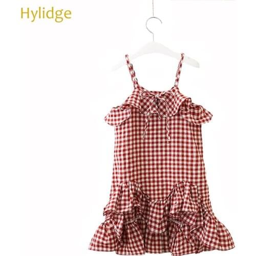 Hylidge Sleeveless Baby Girl Summer Dress Kids Dresses for Girls Plaid Princess Dress Sundress Baby Toddler Ruffled Vest Dress