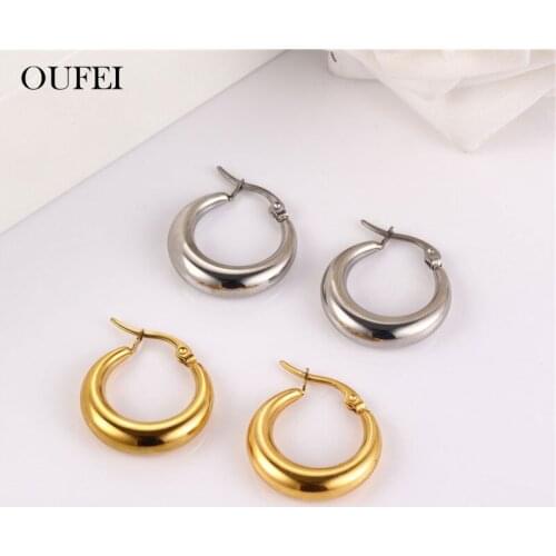 OUFEI Korean Small Earrings For Women Stainless Steel Jewelry Woman Accessories Charms Female Earings Fashion Jewelry