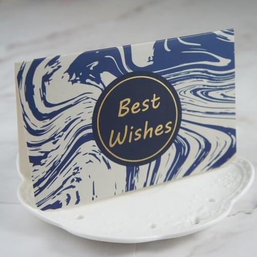 Multi-use 25pcs gold deep blue marble design best wishes Card with envelope Scrapbooking party invitation DIY Decor gift card