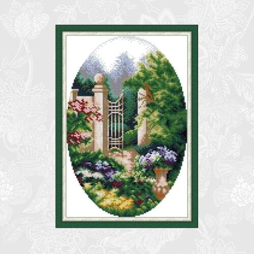 Joy sunday Garden Corner Cross-stitch Aida Canvas 14CT 11CT DIY Handmade Cross Stitch kits Embroidery Needlework Crafts Sets