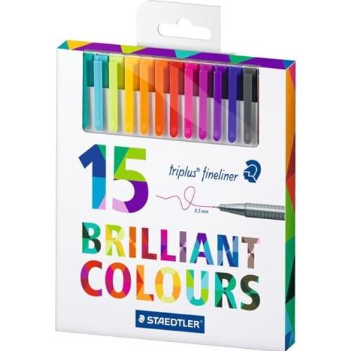 STAEDTLER 334 C15 15 Color Art Marker Pens Set 0.3mm Fine Draw Point Art Marker Pen Water Based Ink No-tox Design Creative Set