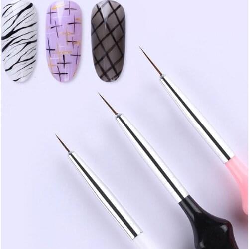 3Pcs UV Gel Liner Brush Set Painting Acrylic Pen Nail Art Manicure Beauty Tool