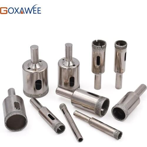GOXAWEE 2pcs 6-30MM Diamond Coated Core Hole Saw Drill Bit Set Tools for Tiles Marble Glass Ceramic Cutting Tools