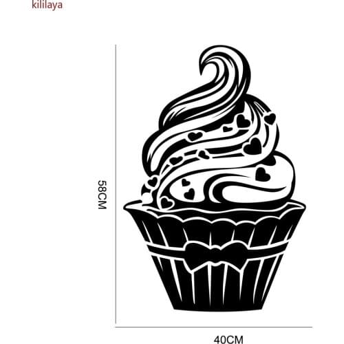 Kililaya Stickers Cupcake Cuisine Vinyl Wall Decal Wallpaper Mural Wall Sticker Art Kitchen Tile Decal Home Decor