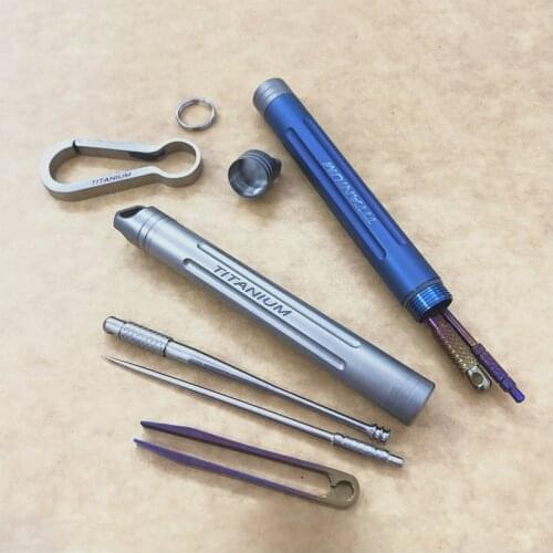 New Portable Waterproof EDC ，Titanium Alloy Toothpick, Pure Titanium Tooth Seal Capsule Drug Box, Tweezers and Fast Key Buckle