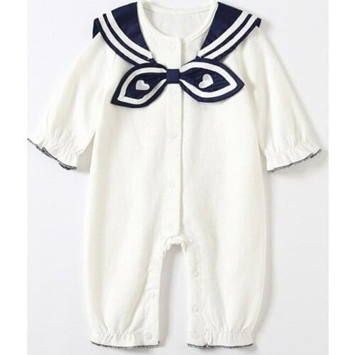 Autumn New Baby Girls Navy Style Cotton Bodysuit