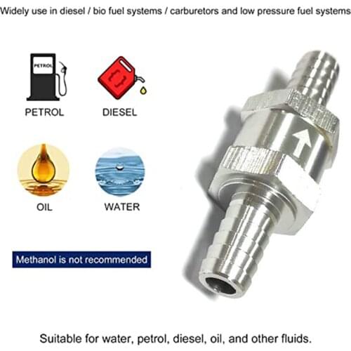 2Pcs 3/8" 10mm Non Return One Way Check Valve for Fuel Line Oil Petrol Diesel Aluminium