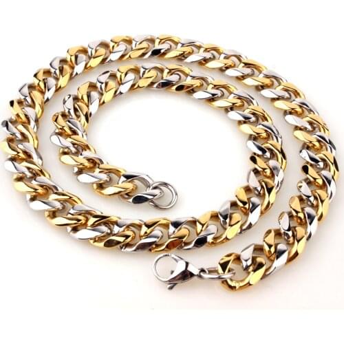 Tiasri 15mm Punk Necklace for men Women Heavy Stainless Steel Chain Cuba Miami Link Choker Gift Friend Waterproof Wholesale