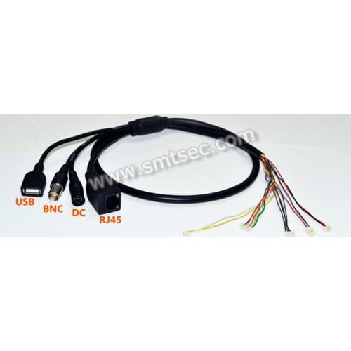 SMTSEC Board Camera Extend Pigtail Cable RJ45+BNC+DC+USB CCTV Products Accessories Network Cable For Security IP Camera AF-U