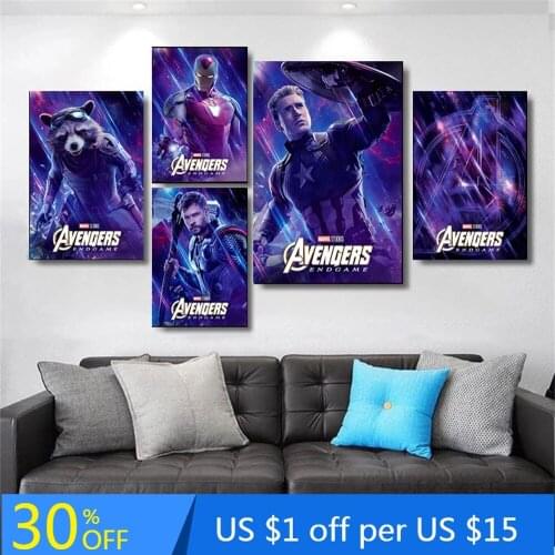 Marvel Avengers Print Posters Captain America Thor Canvas Painting For Bedroom Artwork Frameless Cuadros Decor anime wall decor