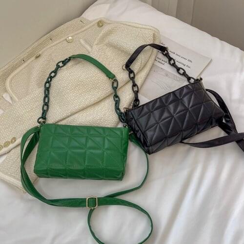 Womens Bag Casual Geometric Embossing Solid Color Shoulder Crossbody Bags for Women Ladies Chain PU Leather Shopper Handbags