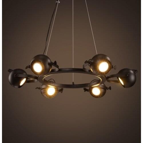 Industrial wind spotlights living room dining room bar clothing store lights retro creative wrought iron chandeliers