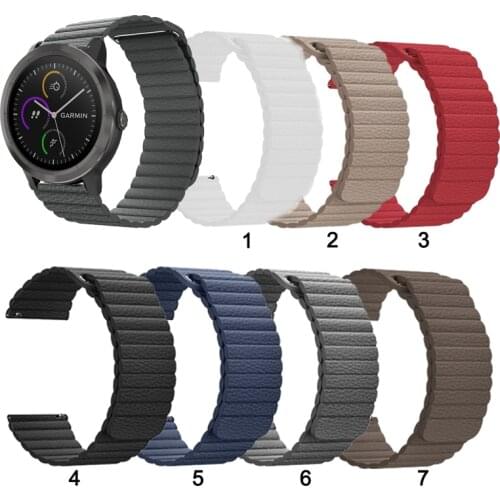 20mm 22mm Leather Loop Magnetic Band Strap For Garmin Vivoactive 3 Music for Garmin Venu Sq/Forerunner 245 645 Replacement strap