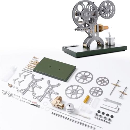 Retro Nostalgic Projection Stirling Engine External Combustion Engine DIY Steam Toy with Metal Base - Assembled Version