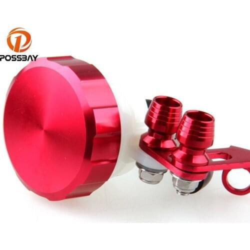 POSSBAY Motorcycle Red Master Front Brake Clutch Tank Fluid Oil Cylinder Reservoir For Honda Harley Yamaha Sukuzi Ducati Triumph