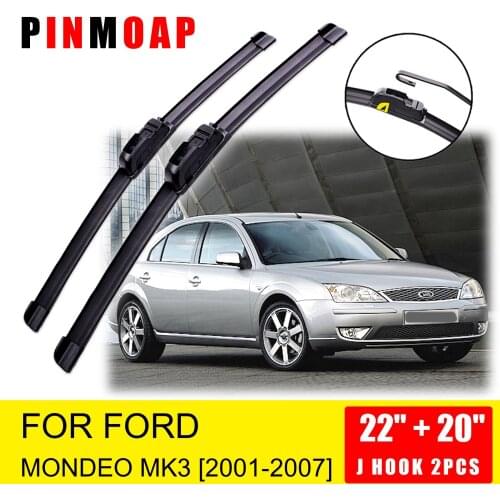 For Ford Mondeo MK3 2001 2002 2003 2004 2005 2006 2007 Front Wiper Blades Brushes Cutter U J Hook