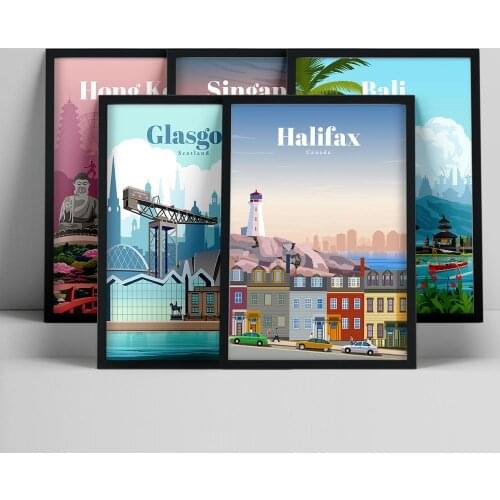 Singapore Bali Uk World City Tour Travel Scenery Vintage Landscape Poster Prints Wall Art Canvas Painting living Room Home Decor