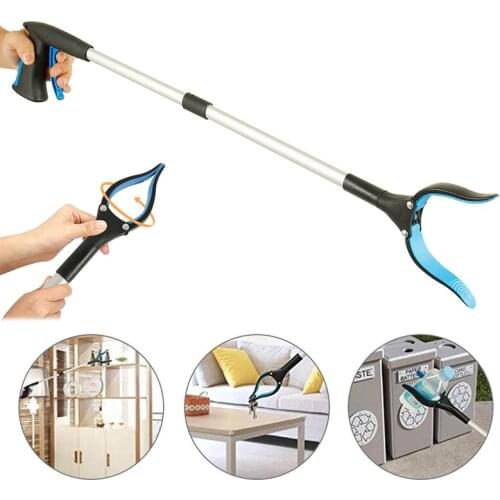 Litter Reachers Foldable Long Trash Clamps Grab Pick Up Tool Curved Handle Design Factory House Garbage Pickup Grabber Tools