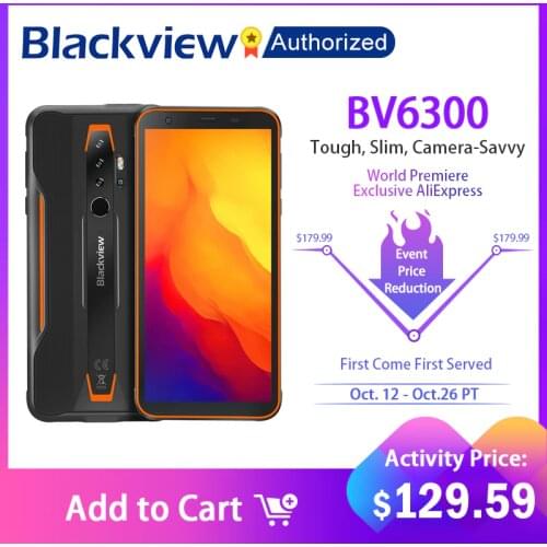 BLACKVIEW BV6300 IP68 Waterproof 5.7 inch Screen Rugged Phone Helio A25 3GB+32GB Smartphone 4380mAh Android 10 Mobile Phone NFC