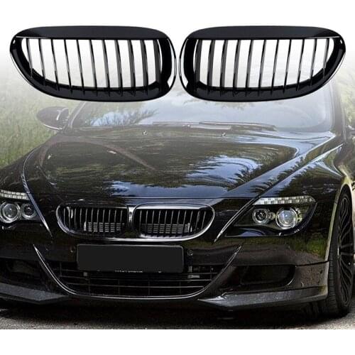 E63 Grill Front Hood Kidney Grille Replacement for BMW E63 E64 6-Series 2DR 2004-2010 (Glossy Black)51137008915 51137008916