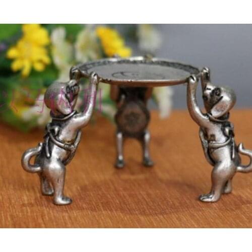 Old MingDyansty silver Three dogs tray,Lucky auspicious,best collection&adornment,free shipping