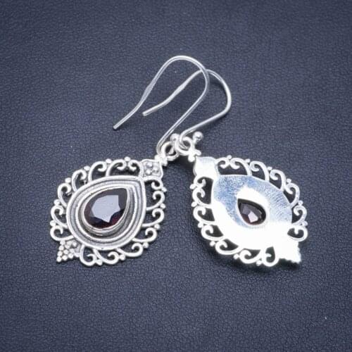 Natural Garnet Handmade Unique 925 Sterling Silver Earrings 1.75" A2034