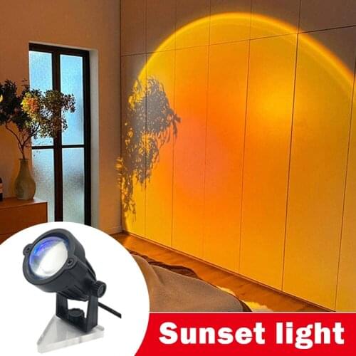 USB Rainbow Sunset Red Projector Led Night Light Sun Projection Desk Lamp for Bedroom Bar Coffee Store Wall Decoration Lighting