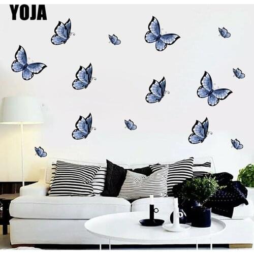 YOJA 51×24CM Blue Butterfly Swarm Bedroom Wall Stickers Mural Funny Home Decor Accessories 8WS0040