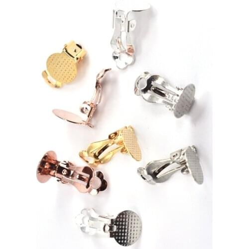 10pcs/lot Stainless Steel Gold Ear Clip Cabochon Blank Base Settings Fit 10mm DIY Earring Jewelry Making Findings Accessories