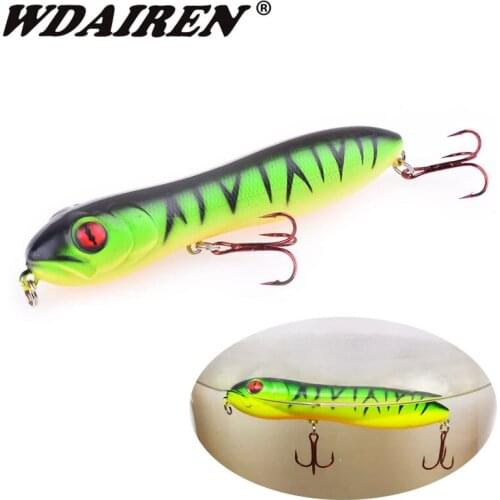 1PCS Topwater Pencil Fishing Lures 10cm 15g Snake Head Hard Wobblers Artificial Bait With Red Treble Hook Crankbait Pesca Tackle