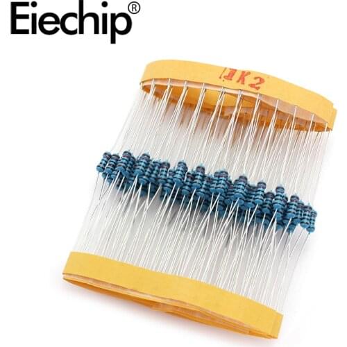 100pcs/lot 1/4W 1% Metal film resistor 0.25W resistance 1.2K ohm Throught Hole