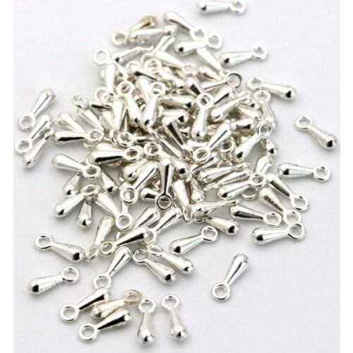 1000Pcs/lot 7MM Water Drop Silver Metal End Bead For Jewelry Making Finding Diy Bracelet Necklace Accessories Wholesale Supply