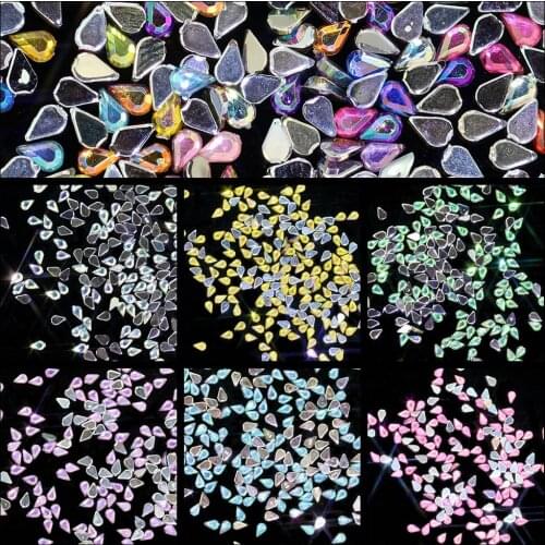 10000PCS 1x3mm Drop-shaped Shiny AB Colors Nail Stickers High Shine Sparkling Naill Diamonds Glitter Decoration Decals