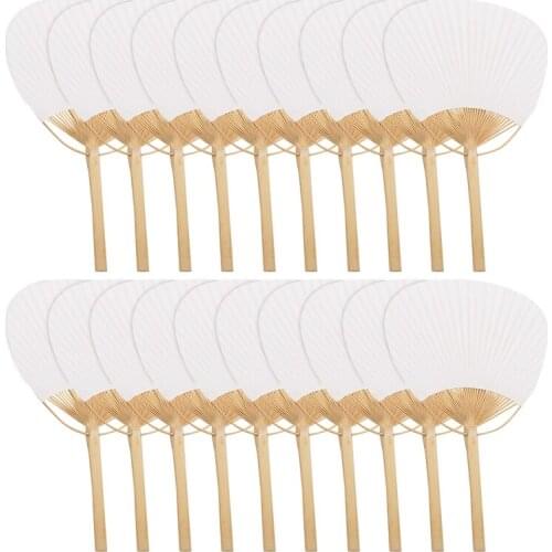 20pcs Pure white bamboo handle blank calligraphy painting blank group fan fan fan white fan