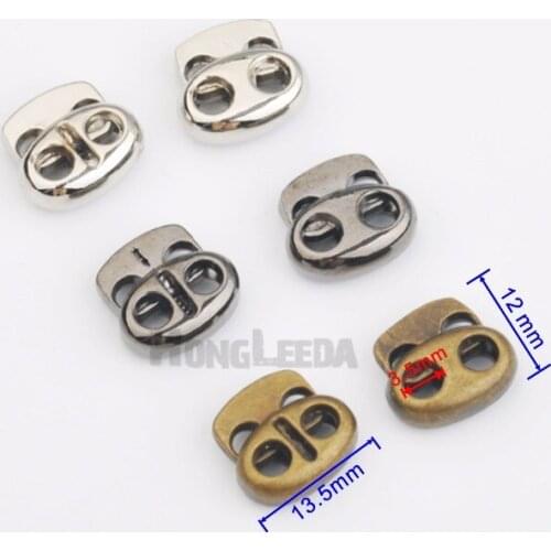 50pcs/lot metal alloy small 2 hole stoppers toggle cord locks Drawstring lock 3mm bungee string nickle, black, bronze STP-019