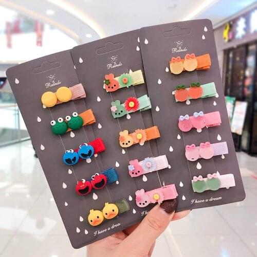 5 Pcs/Bag New Children Cute Acrylic Flower Cartoon Fruit Claw Clamp Hairpins Baby Girls Sweet Hair Clips Kids Hair Accessories