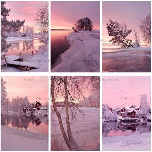 Diamond Painting Snow Scene 5D DIY Landscape Snow Embroidery Mosaic Cross Stitch Posters Wall Art Picture Living Room Home Decor