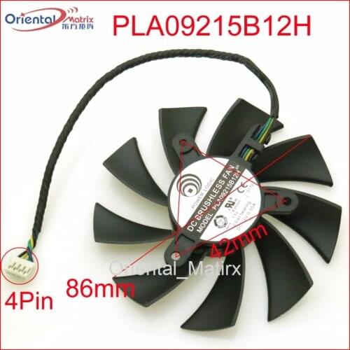 Free Shipping PLA09215B12H 12V 0.55A 86mm 42*42*42mm 4Wire 4Pin VGA Fan Graphics Card Cooling Fan