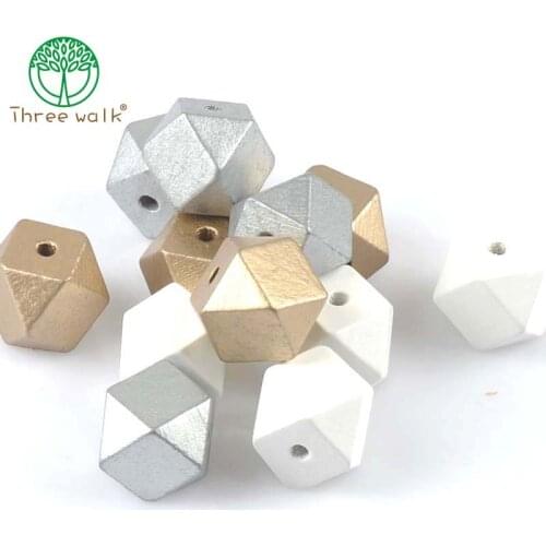 10pcs 20mm g and silver Wooden Cube unfinished geometric Beads For Jewelry making
