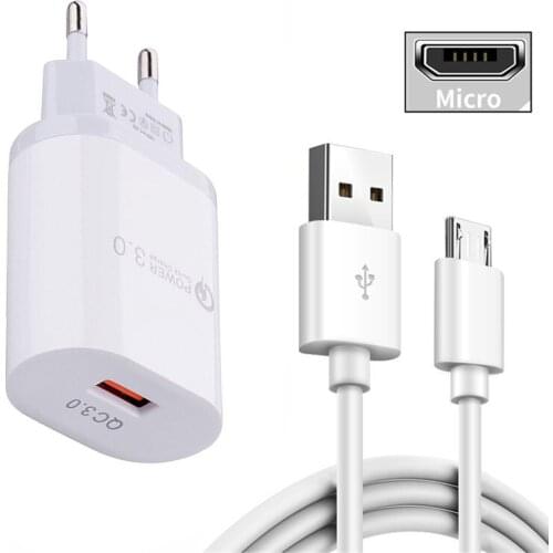 18W 3A Fast Charger USB adapter Type C Micro Charge Phone Cable For Huawei Y5 Y6 Y8P P Smart 2019 Honor 8 10 lite 20 view 30 Pro