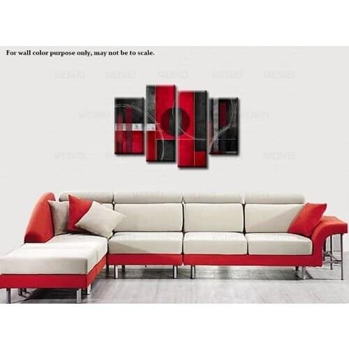 Art Large 4 Piece Red And Black Modern Abstract Artwork Canvas Painting HD Print Wall Art For Living Room Bedroom Home Decor